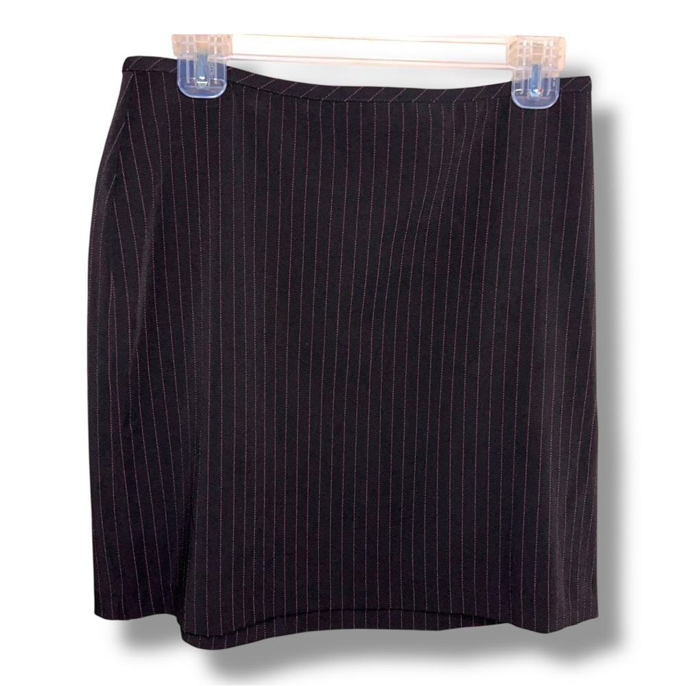 Y2K Vintage Size 9/10 My Michelle Pinstripe Skirt Black Pink Striped Zip Closure
